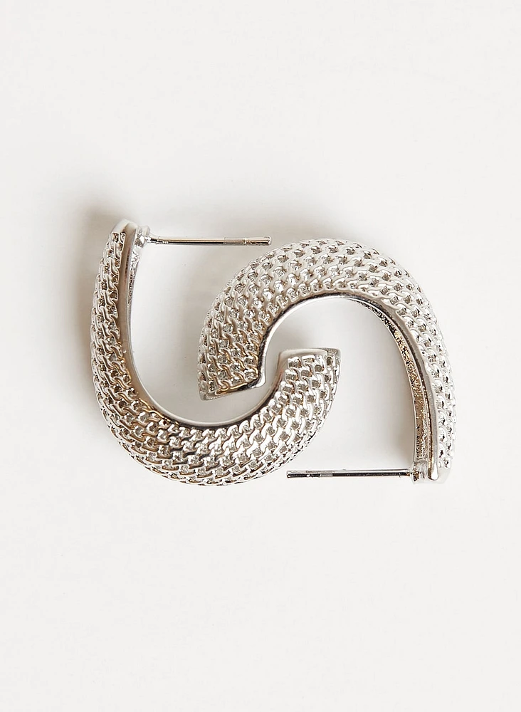 Textured J-Hoop Earrings