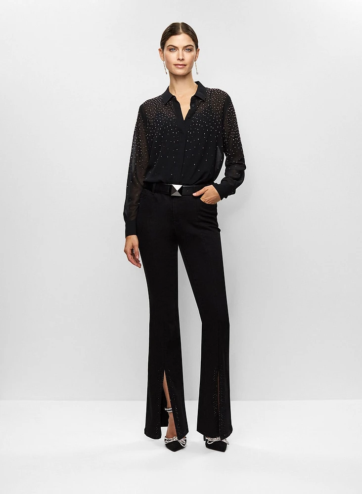 Embellished Blouse & Split Hem Pants