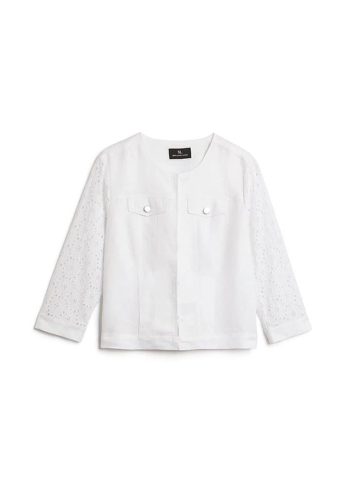 Veste à manches 3/4 motifs en dentelle