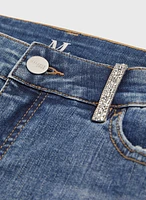 Rhinestone Detail Bermuda Denim Shorts