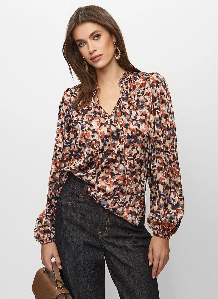 Leopard Print Satin Blouse