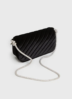 Pochette en velours et chaîne en cristal