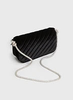 Pochette en velours et chaîne en cristal