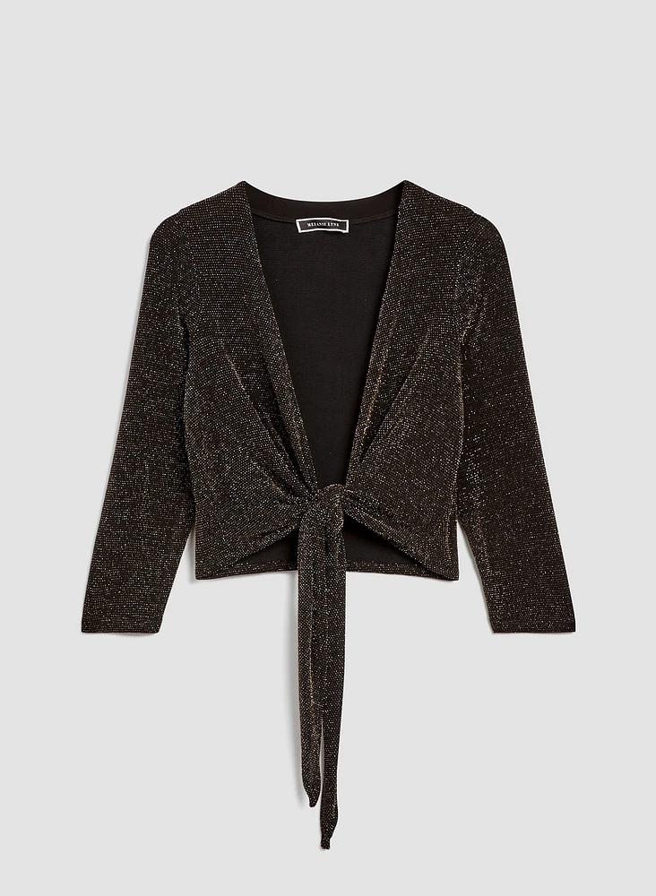 Glitter Tie Front Cardigan