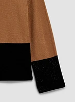 Rhinestone Detail Colour Block Sweater