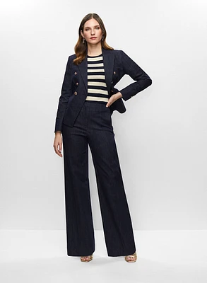 Veste en denim et camisole rayée