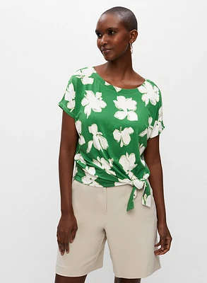 T-shirt à motif floral et lien nouer