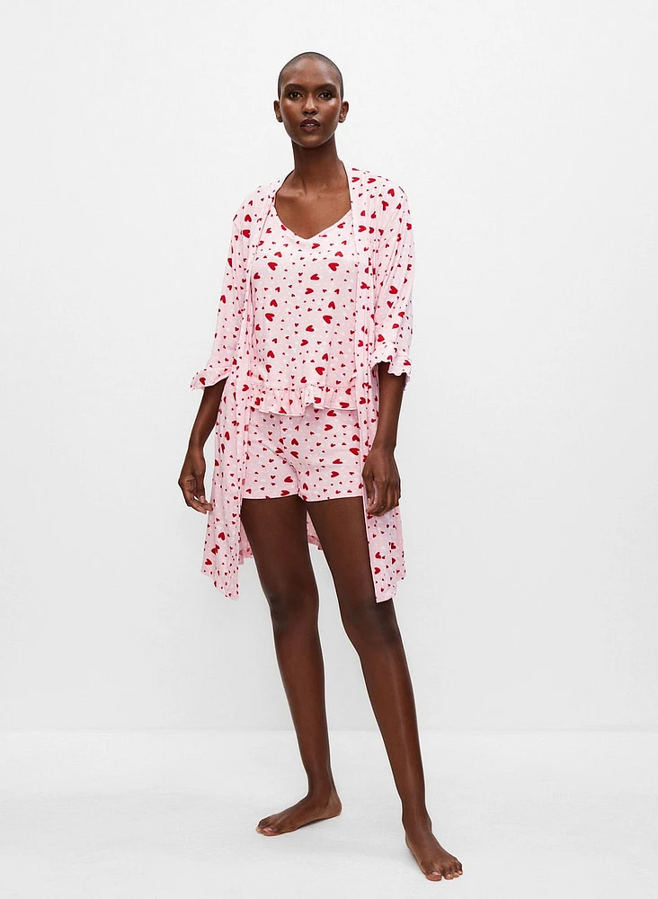 3-Piece Heart Print Pyjama Set