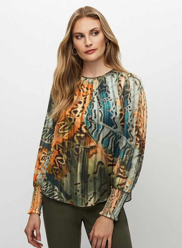 Abstract Butterfly Motif Blouse