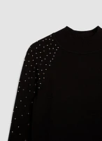 Stud Detail Mock Neck Sweater