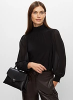 High Neck Chiffon Blouse