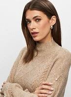 Pearl Embellished Rib Knit Sweater