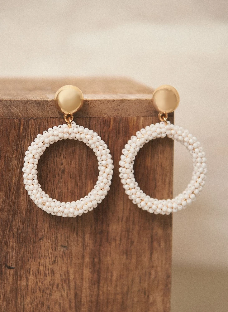 Seed Bead Hoop Earrings