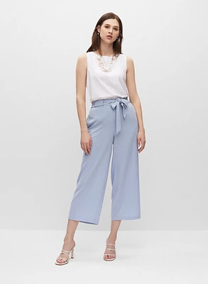 Belted Wide Leg Culotte Pants