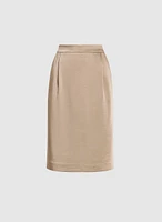 Pleated Satin Pencil Skirt