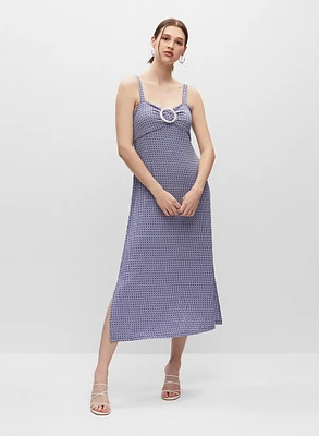 Robe à imprimé géométrique et détail d'anneau