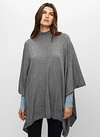 Asymmetrical Mock Neck Poncho