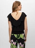 Ruffle Trim Sleeveless Top