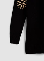 Embroidered Funnel Neck Tunic Sweater