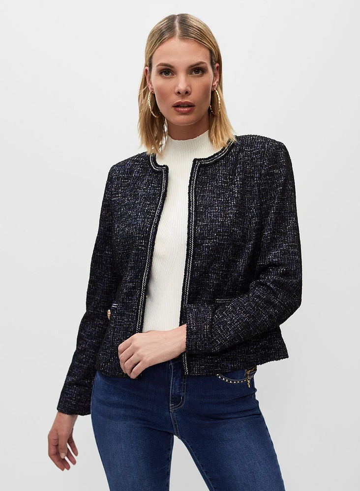 Gold Trim Tweed Jacket