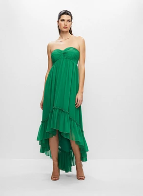 Robe bustier à ourlet asymétrique