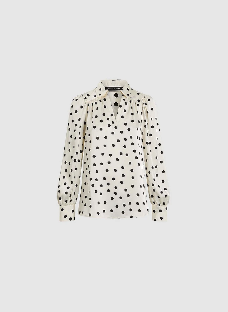 Long Sleeve Polka Dot Blouse