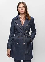 Double-Breasted Denim Trench Coat