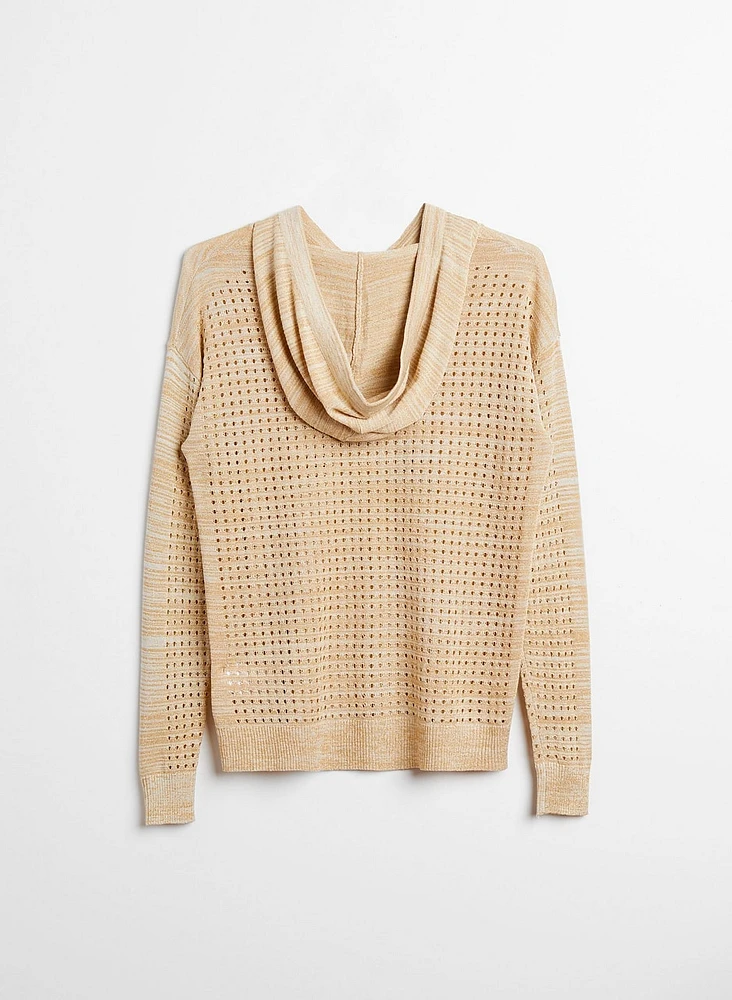 Open Weave Hooded Pullover