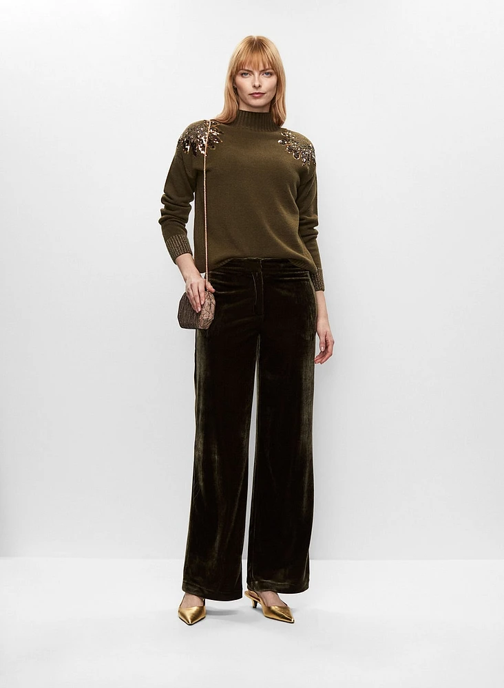 Embellished Sweater & Velour Pants