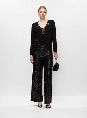 Tunique à détail noeud et pantalon à sequins
