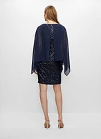 Chiffon Cape Sequin Dress