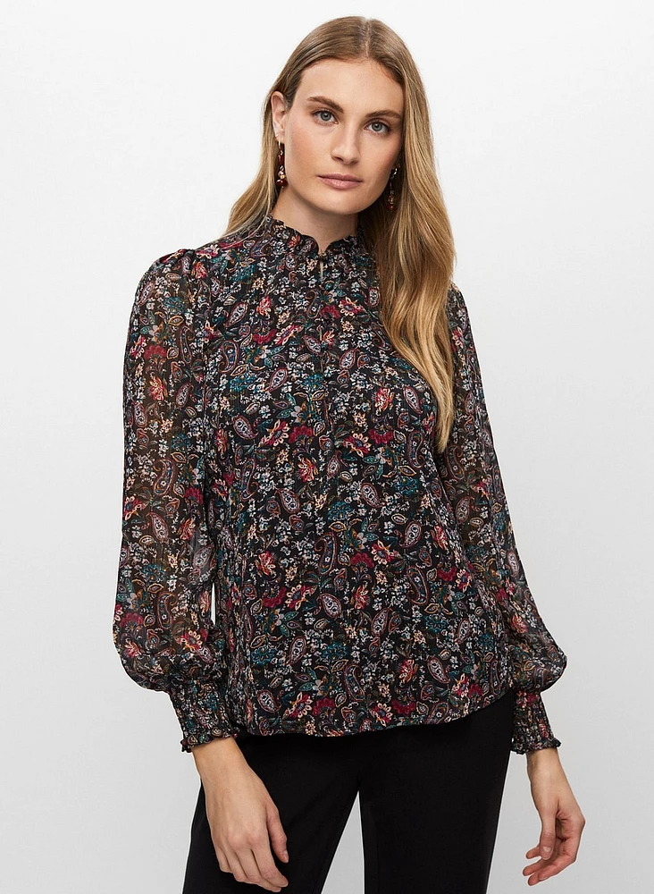 Paisley Print Long Sleeve Blouse