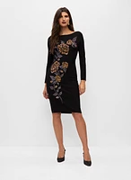 Robe ajustée à motif floral et clous
