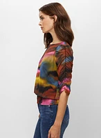 Marbled Print 3/4 Sleeve Top