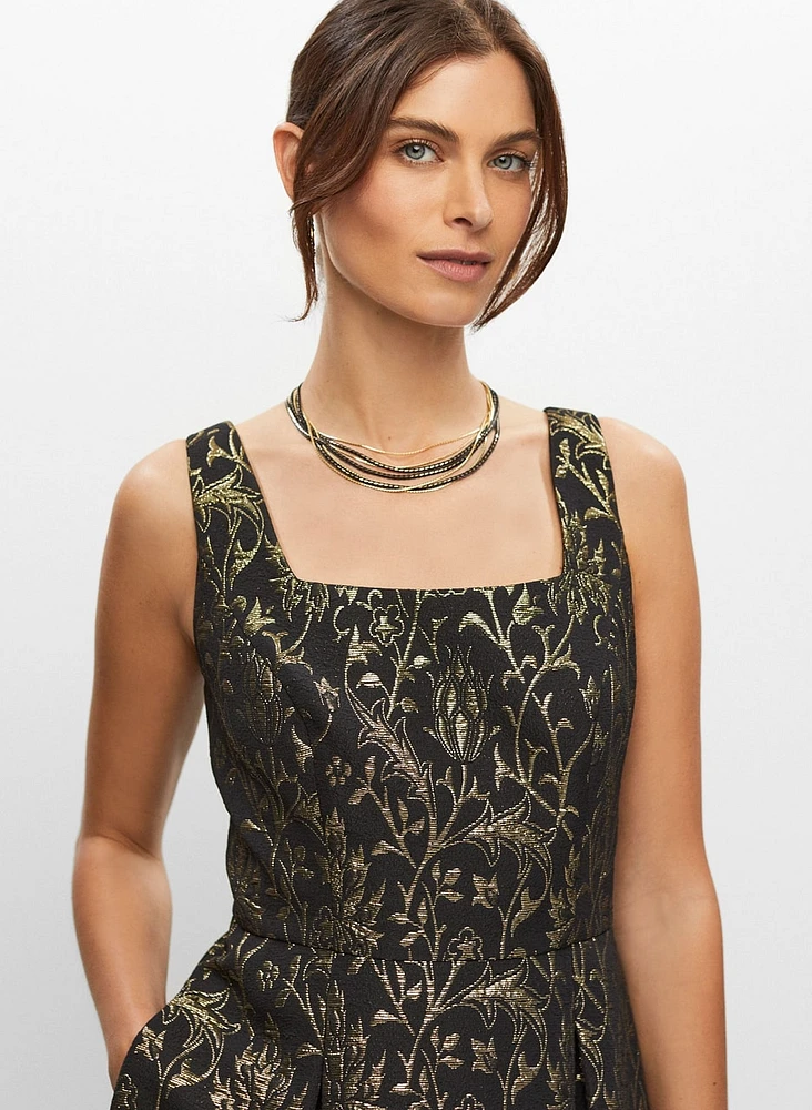 Robe sans manche à motif feuilles