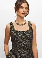 Robe sans manche à motif feuilles