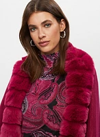 Faux Fur Trim Poncho