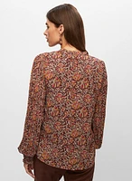 Floral Print Shirred Detail Blouse