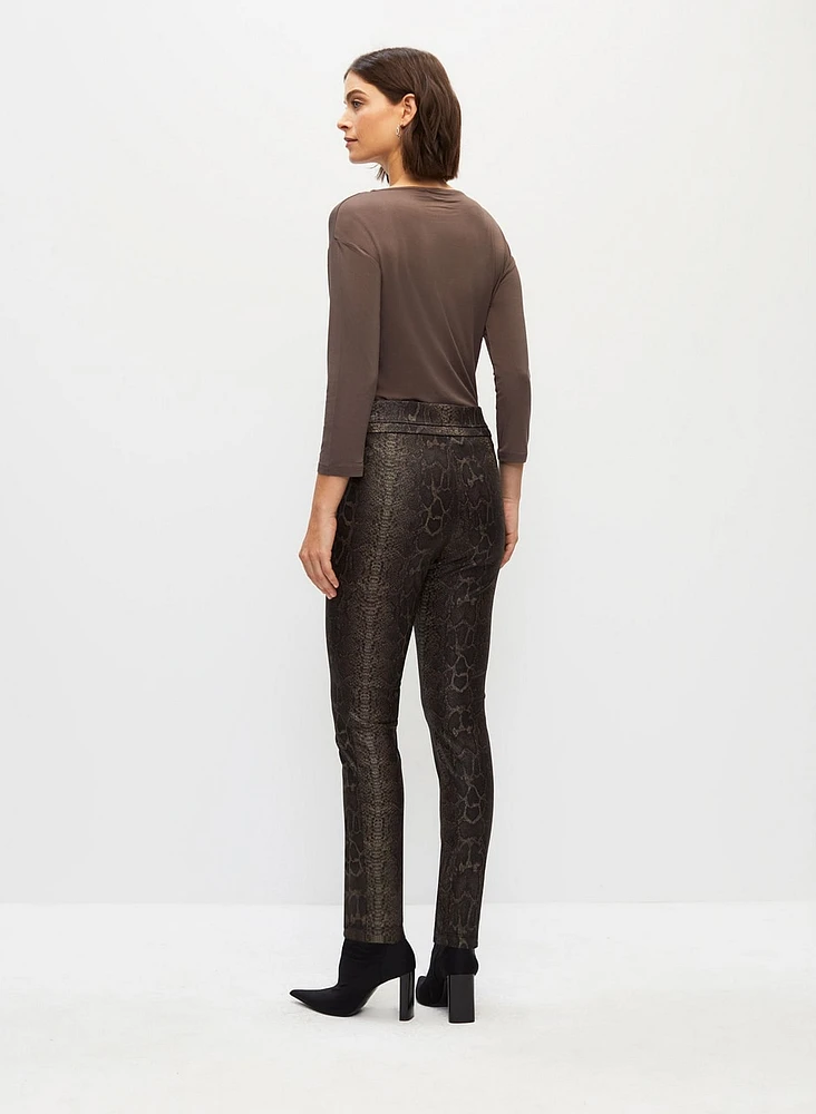 Kayla Pull-On Snakeskin Print Pants