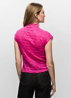 Funnel Neck Cap Sleeve Top