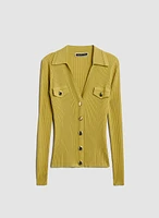 Gold Button Rib Knit Top