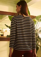 Stripe Print 3/4 Sleeve Tee