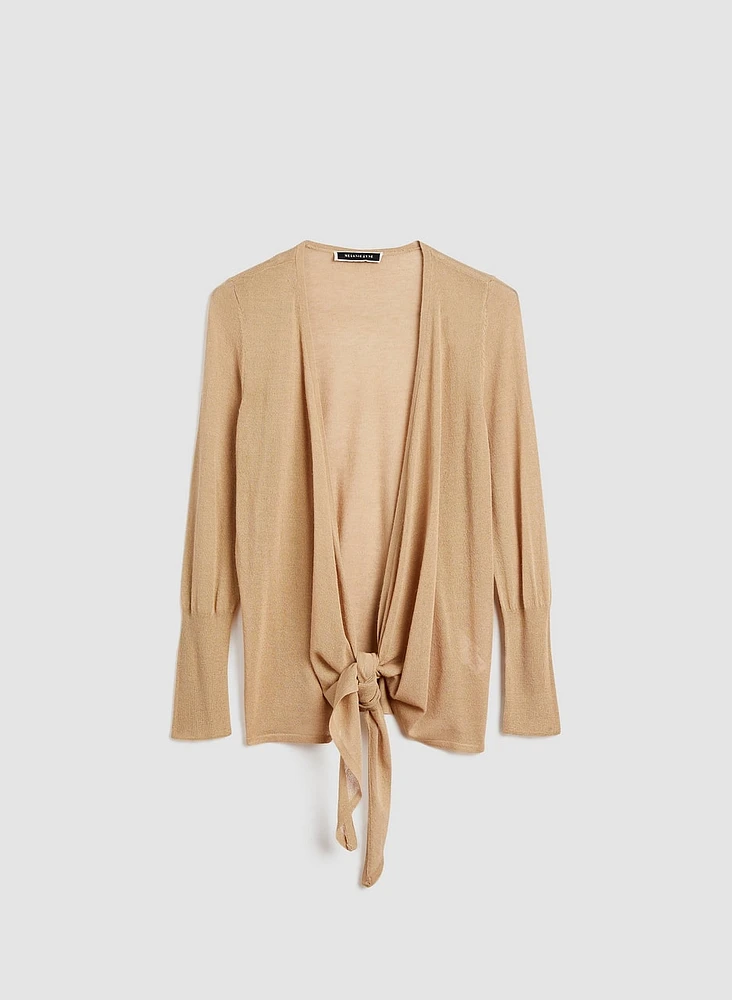Cardigan avec lien à nouer