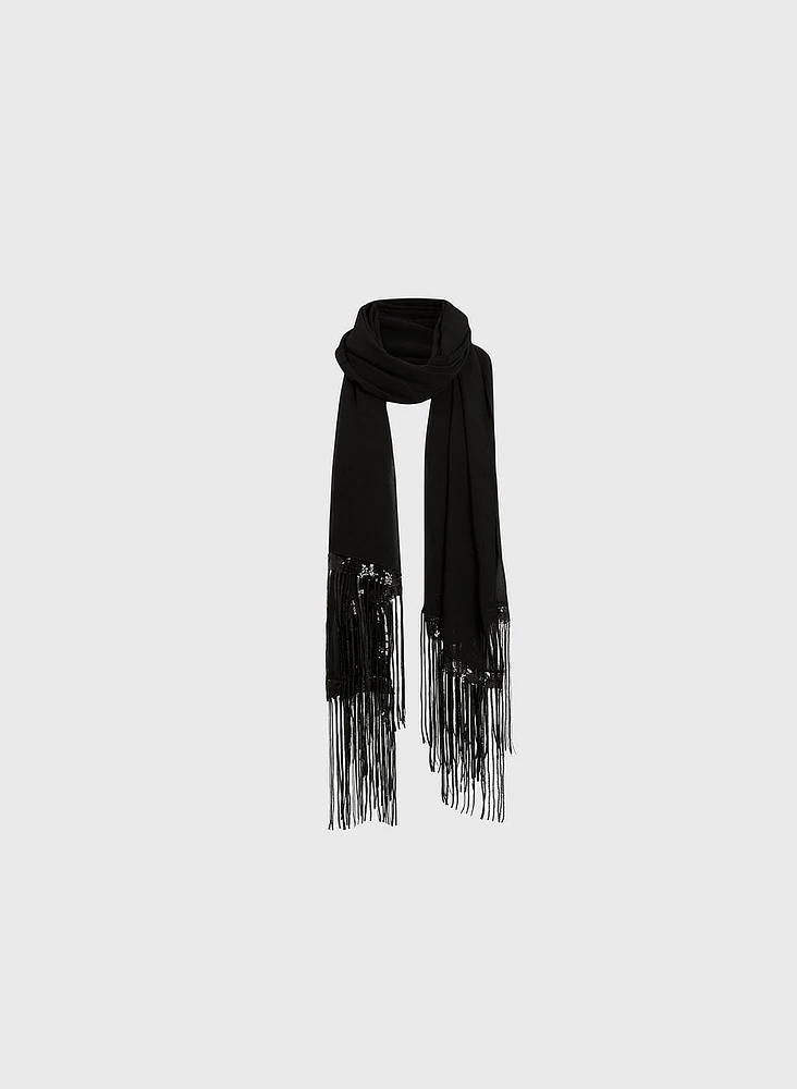 Fringes & Sequins Rectangular Scarf