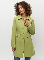 Button Front Tricotine Trench Coat