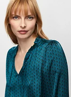 Satin Art Deco Fan Motif Blouse