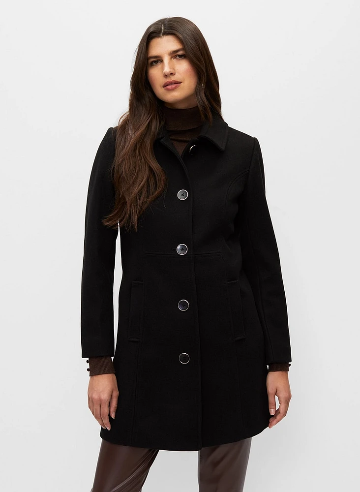 Stretch Wool Blend Coat