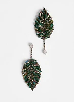 Crystal Insert Leaf Earrings