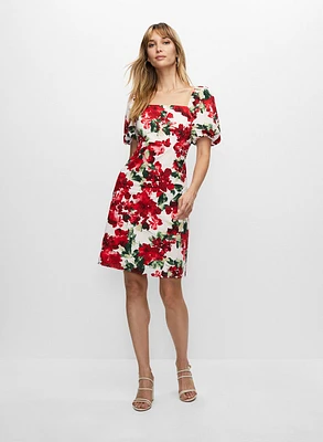 Floral Print Square Neck Dress