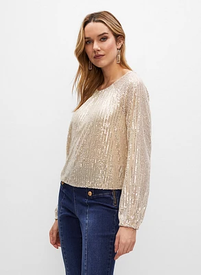 Sequin Puff Sleeve Top